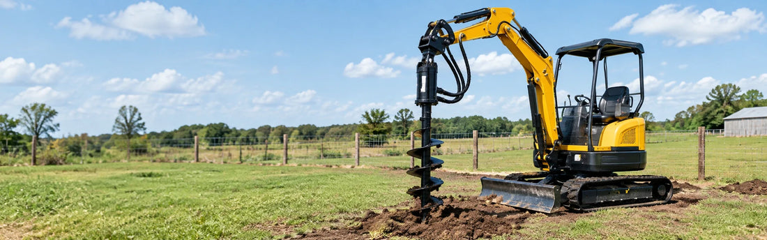 How to Dig Fence Post Holes with a Mini Excavator and Hydraulic Auger