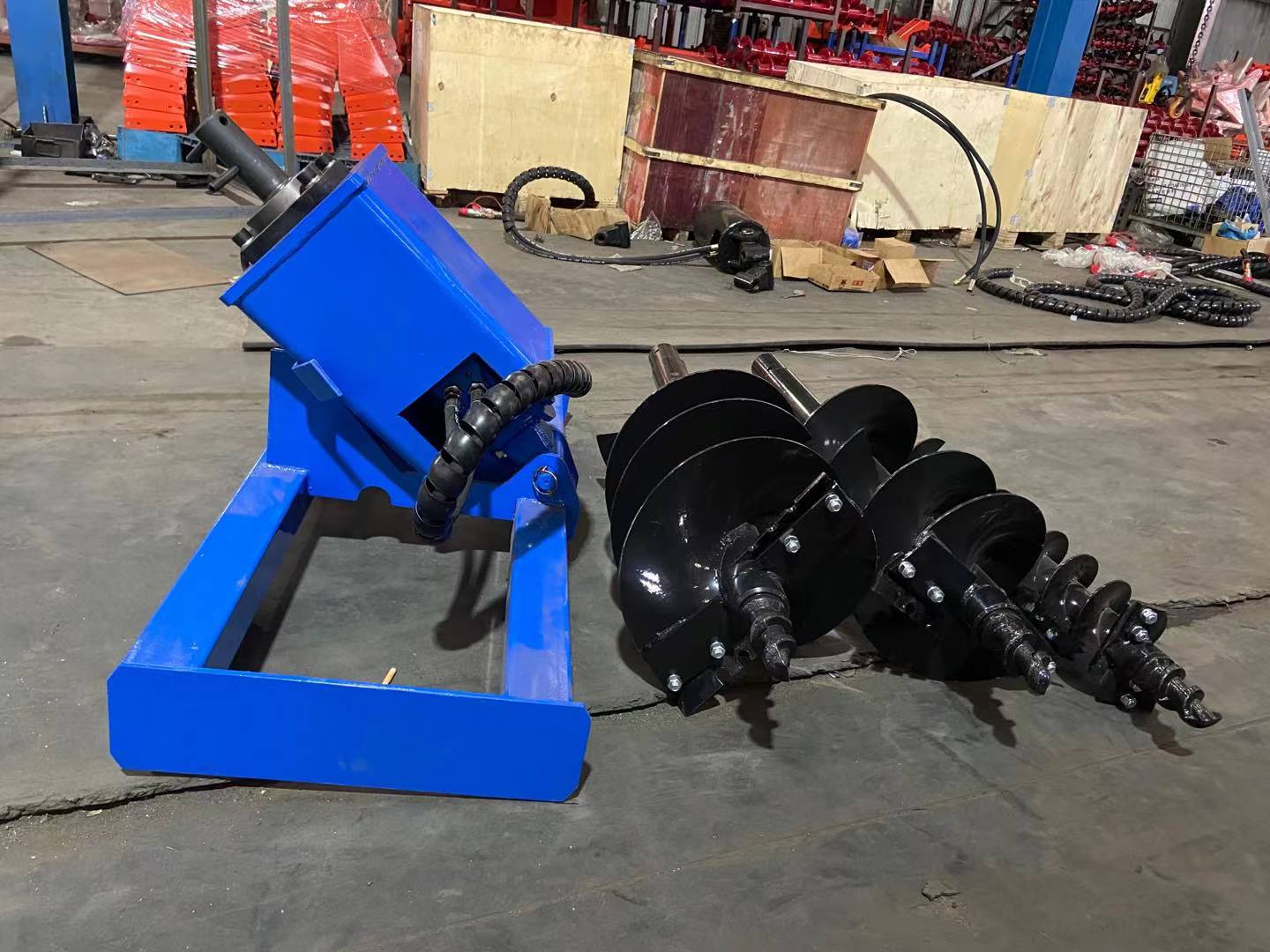 Heavy Duty Skid Steer Hydraulic Auger Attachment Post Hole Digger 6"&12"&14‘’ | SSECAG-Y-BL