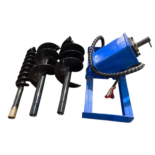 Heavy Duty Skid Steer Hydraulic Auger Attachment Post Hole Digger 6"&12"&14‘’ | SSECAG-Y-BL