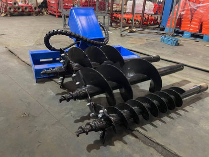 Heavy Duty Skid Steer Hydraulic Auger Attachment Post Hole Digger 6"&12"&14‘’ | SSECAG-Y-BL
