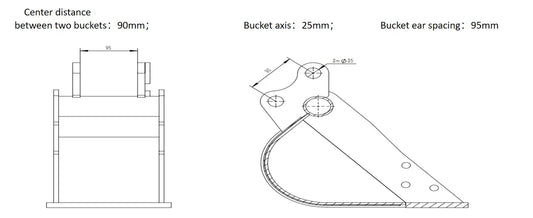 AGT New 8 in Toothless Bucket withoutTeeth 200MM for 1-2 ton Mini Excavator | 12EX-WD08B