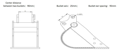 10" Bucket with teeth Digger Attachmentfor Excavators  |AGT-12EX-WD10