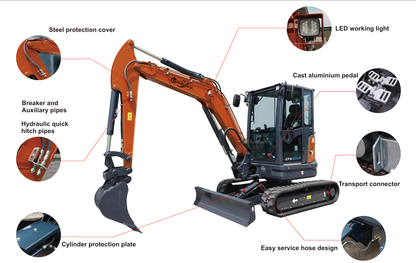 4-Ton Mini Excavator with Kubota Engine With Hydraulic Thumb | CFG-40UF