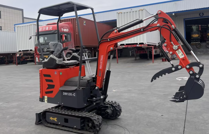 1 Ton,Upgraded Mini Excavator W/Pilot Control  & Swing Boom &Hydraulic Thumb | DM12X-C