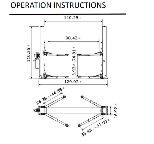 10000 LB CAPACITY, TWO-POST AUTO CARLIFT | AGT-B1000