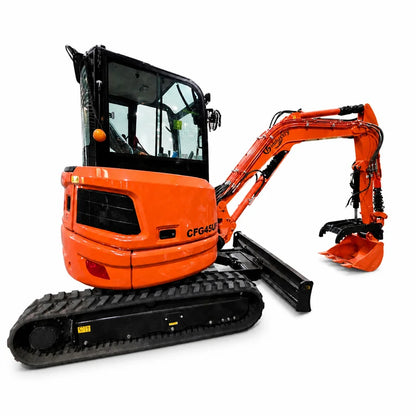 3.8 Ton Mini Excavator w/ Kubota D1703 24.4 HP Engine, 122.8" Dig Depth, A/C Cab, Hydraulic Thumb, 4-Way Dozer Blade & Quick Coupler | CFG-45UF