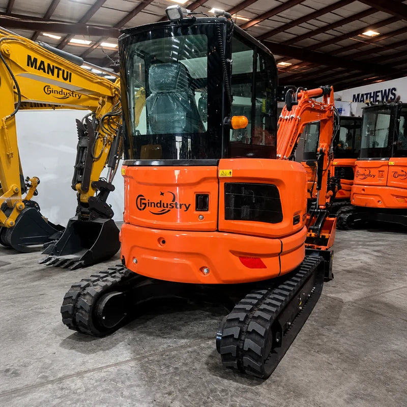 3.8 Ton Mini Excavator w/ Kubota D1703 24.4 HP Engine, 122.8" Dig Depth, A/C Cab, Hydraulic Thumb, 4-Way Dozer Blade & Quick Coupler | CFG-45UF