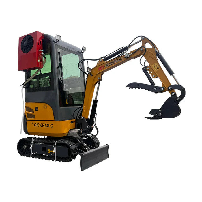 1-ton, Rato Engine Mini Excavator w/Air Conditioning & Enclosed Cab & Side Swing & Hydraulic Thumb | AGT-QK18RXS-C / KH18-C