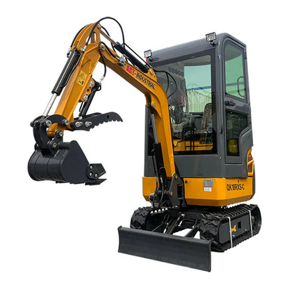 1-ton, Rato Engine Mini Excavator w/Air Conditioning & Enclosed Cab & Side Swing & Hydraulic Thumb | AGT-QK18RXS-C / KH18-C