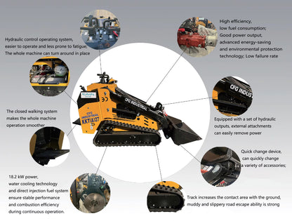 Mini Skid Steer Loader Crawler Diesel Kubota Engine | KKT27