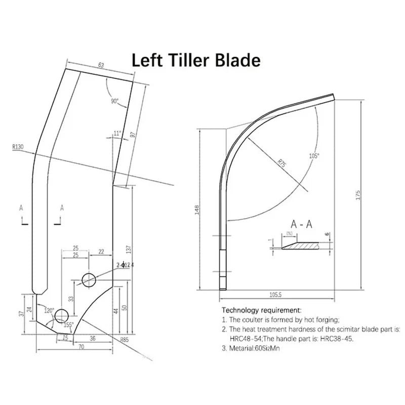 Agtindustrial 20PCS Rotary Tiller Blades L-Tines Replacement Fit for TAS74, TAS81 | LDZC-TS