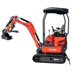 1 Ton Mini Excavator w/ R740D 23.5HP Engine, Enclosed Cab w/ A/C & Pilot Control | QK20R