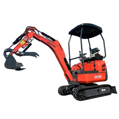 1 Ton Mini Excavator w/ R740D 23.5HP Engine, Enclosed Cab w/ A/C & Pilot Control | QK20R