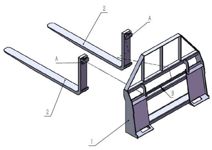 AGT 48" Pallet Fork Frame 4000 lbs for Skid Steer | AGT-SAII100-2