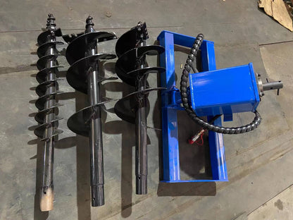 Heavy Duty Skid Steer Hydraulic Auger Attachment Post Hole Digger 6"&12"&14‘’ | SSECAG-Y-BL